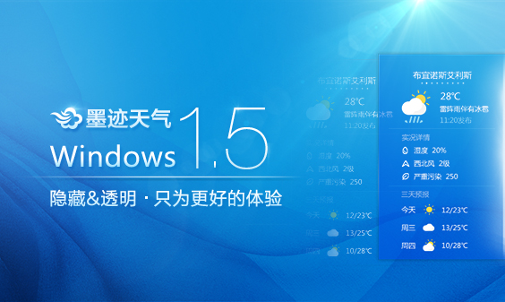 墨迹天气 Windows 1.5桌面版版正式发布！（8月21日）